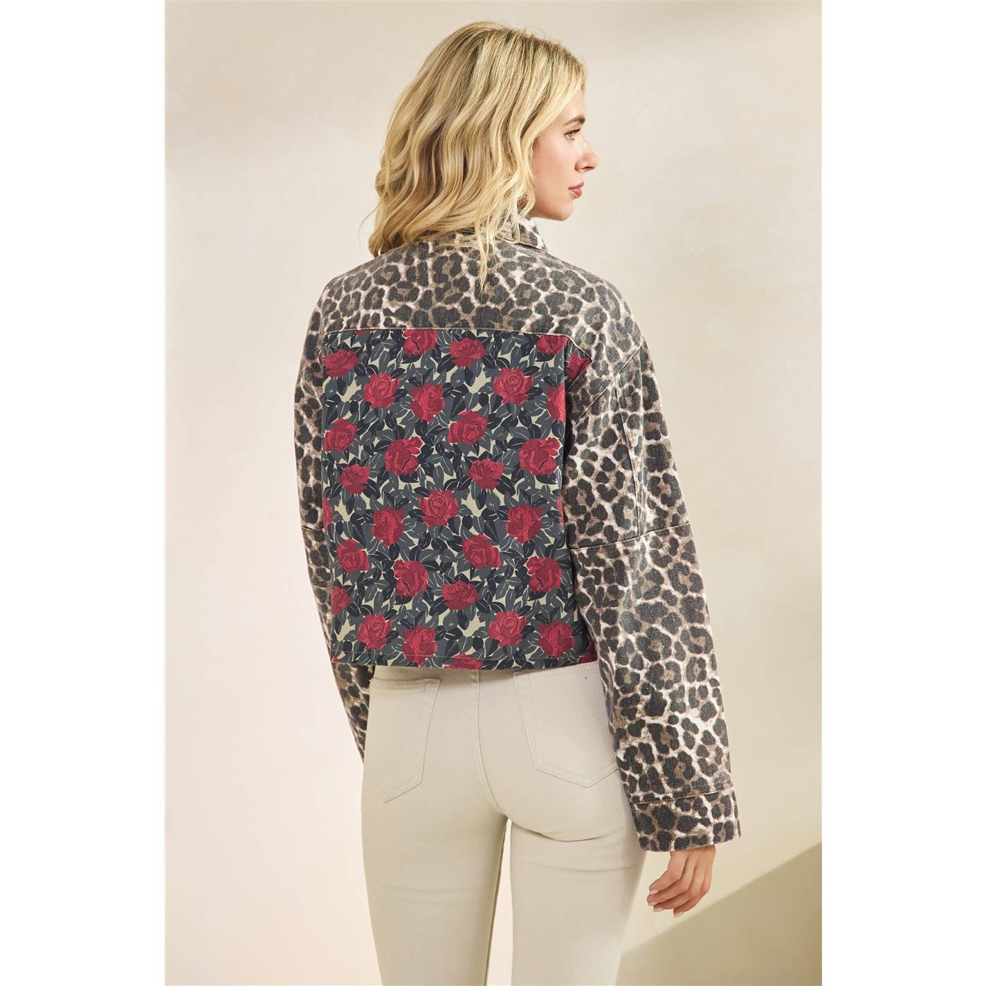 The Gennie Rose Garden Leopard Denim Jacket