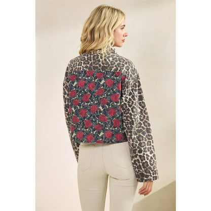 The Gennie Rose Garden Leopard Denim Jacket