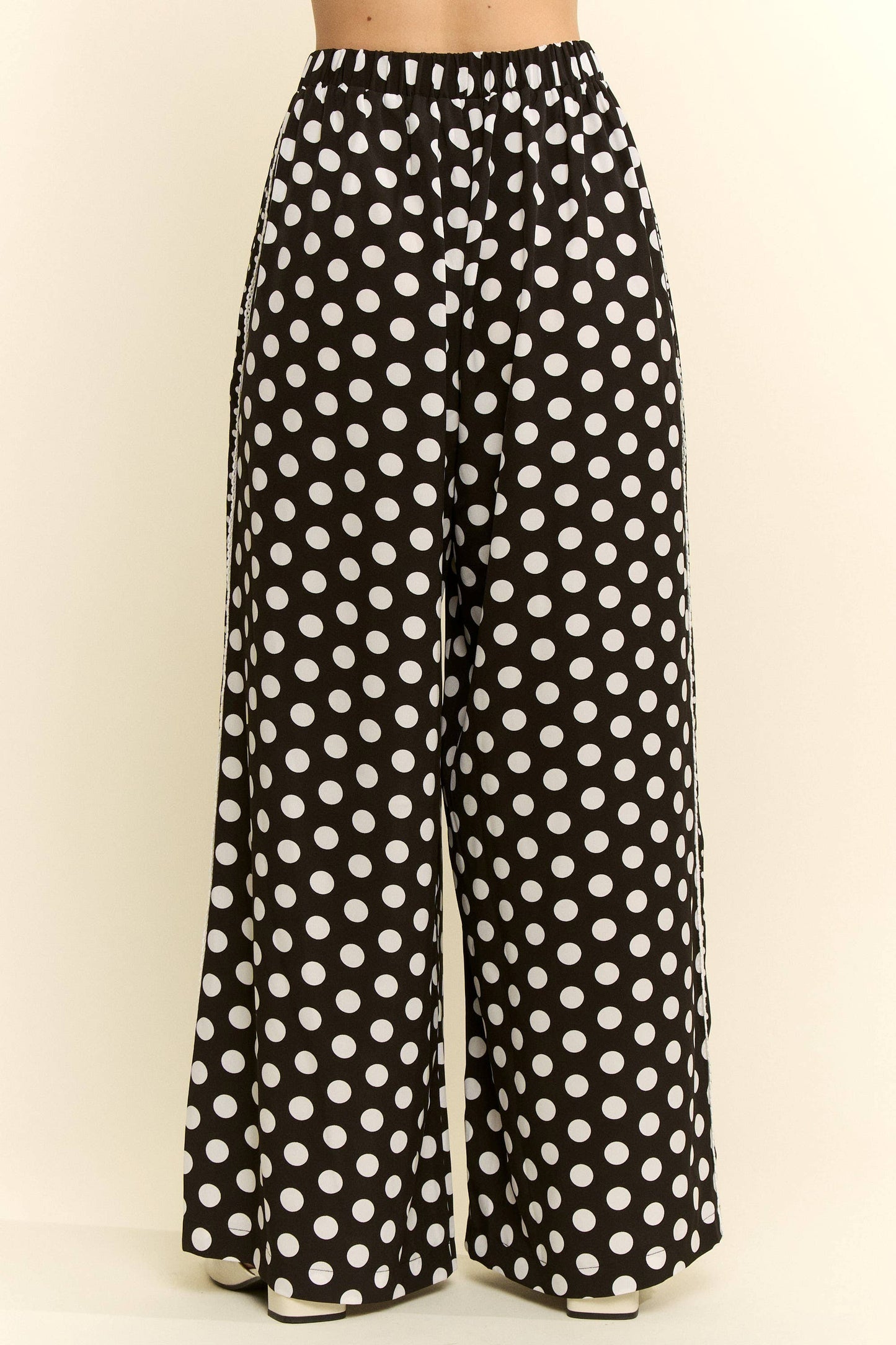 JADE BY JANE-CONTRAST POLKA- DOT SIDE PANEL PANTS