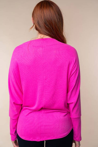 Lushes' Pink Solid Knit Top