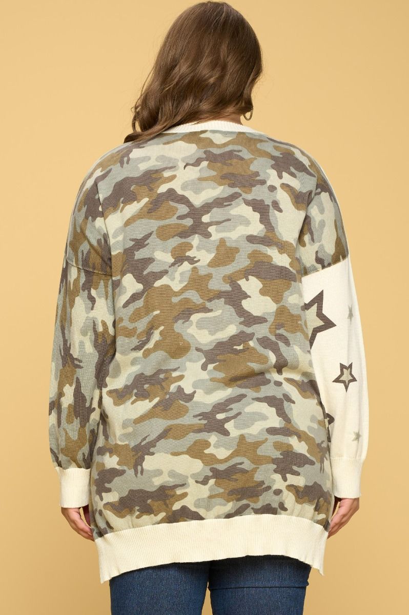 Camo & Stars Loose Fit Sweater