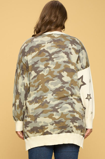 Camo & Stars Loose Fit Sweater