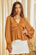 The Curvy Bodice Babydoll Satin Top