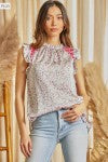 The Curvy Floral Embroidered, Ruffled Top