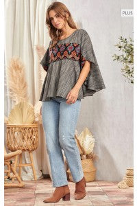 The Curvy Black Multi Swing Top