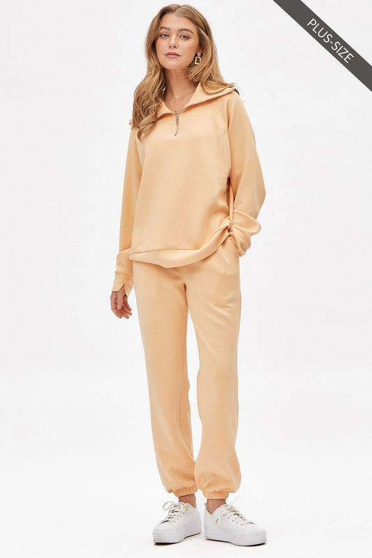 Apricot Ice Quarter Zip Pullover + Jogger Modal Travel Set